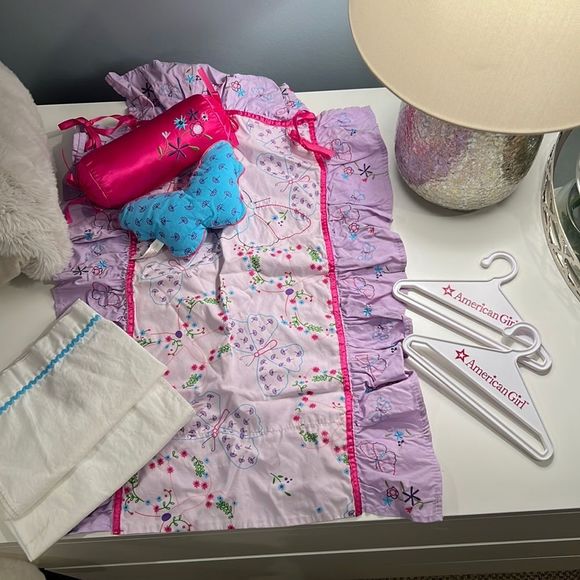 American Girl BUTTERFLY BEDDING Top Sheet Bedspread 3 Pillows Pillowcase - Picture 2 of 7